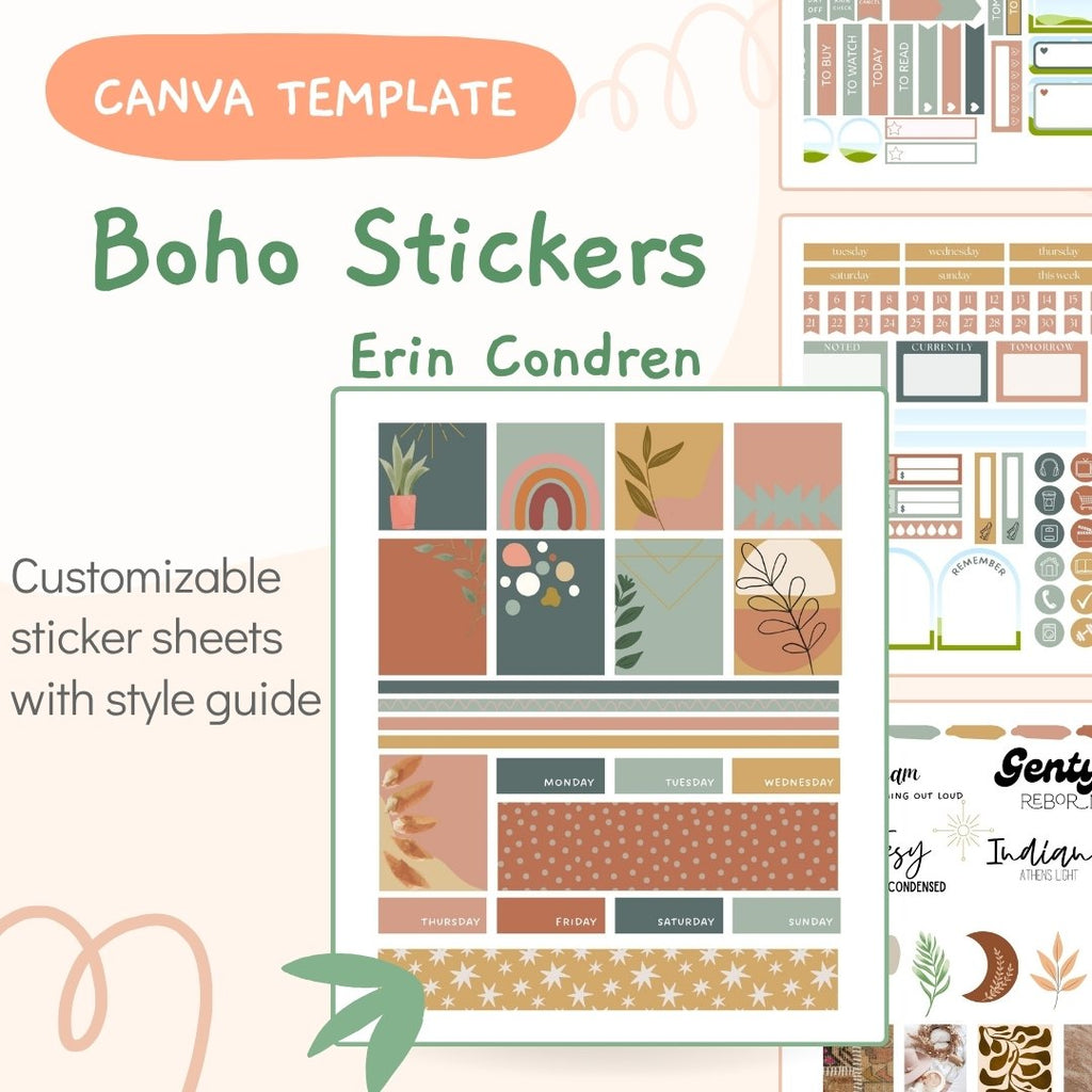 Boho Sticker Collection Canva Template