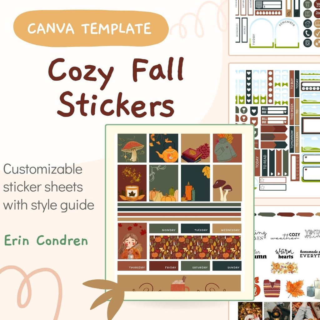 Cozy Fall Sticker Collection Canva Template