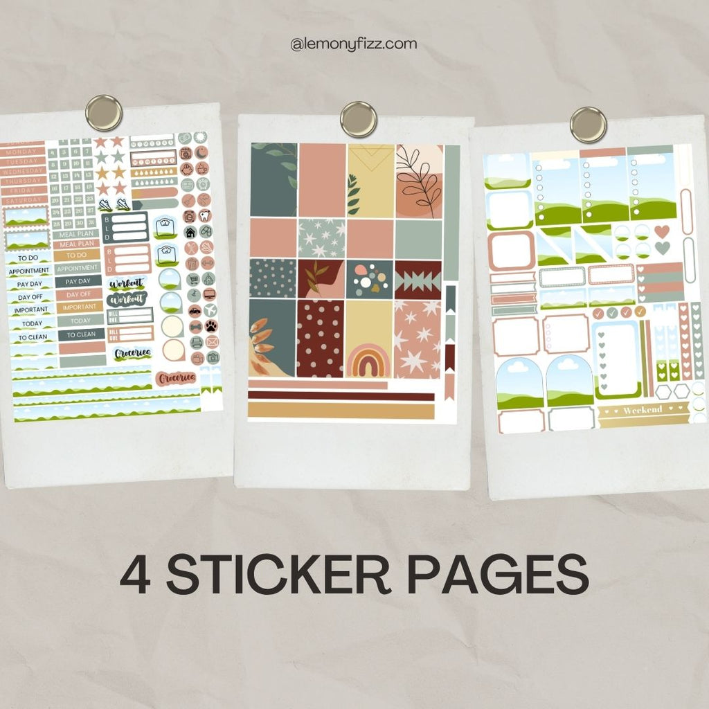 Boho Sticker Collection Happy Planner Canva Template