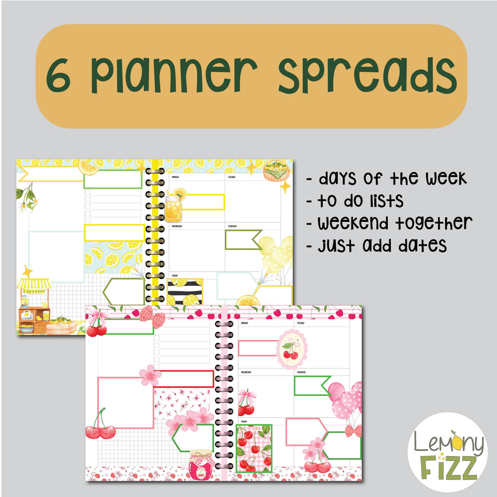 Fruity Dashboard Planner Spreads