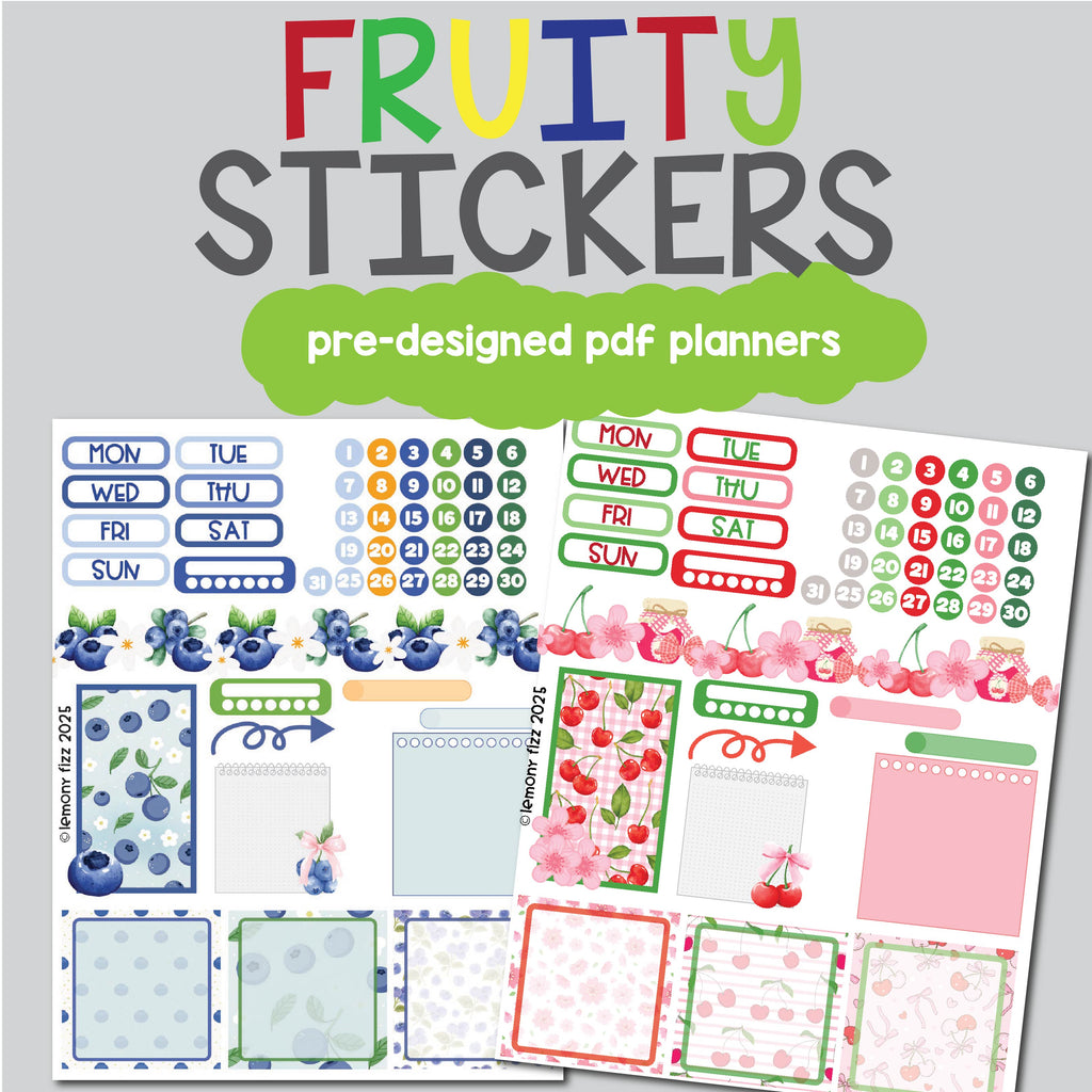 Fruity Stickers Days of the Week and Month Numbers