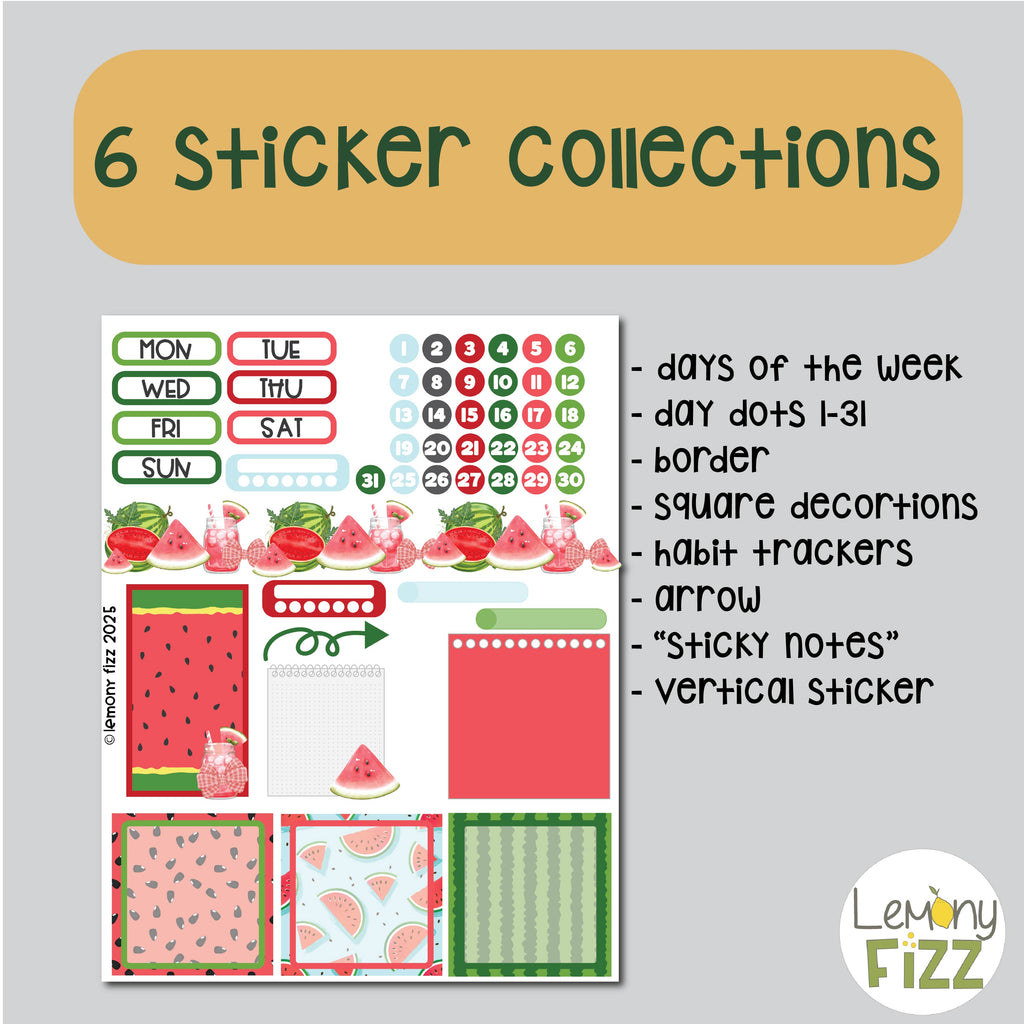 Fruity Stickers Days of the Week and Month Numbers