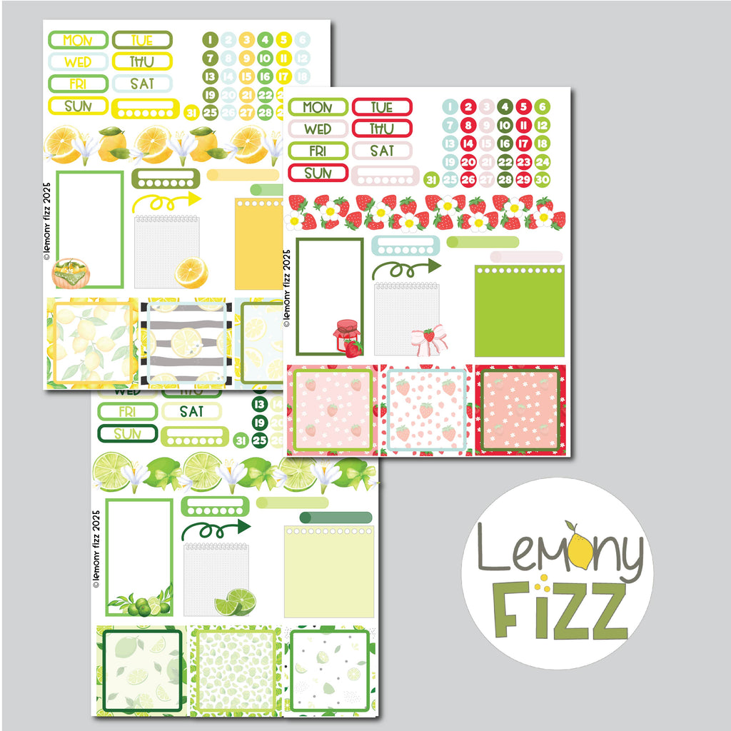 Fruity Stickers Days of the Week and Month Numbers