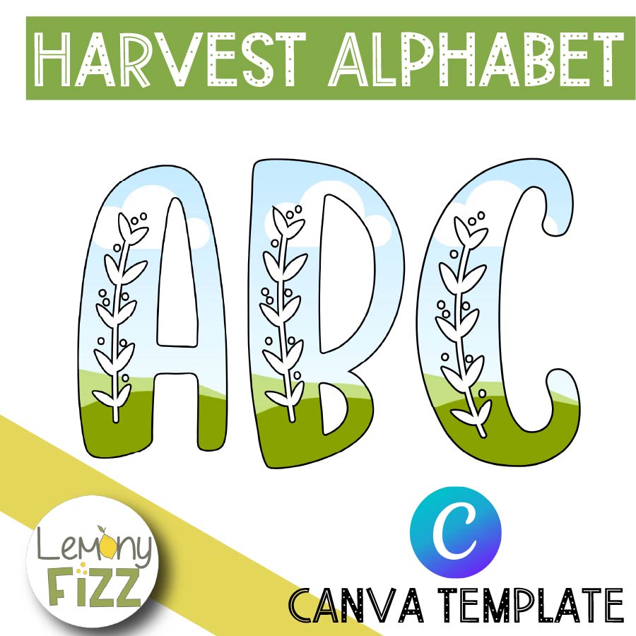 Harvest Alphabet Frames - Canva Templates