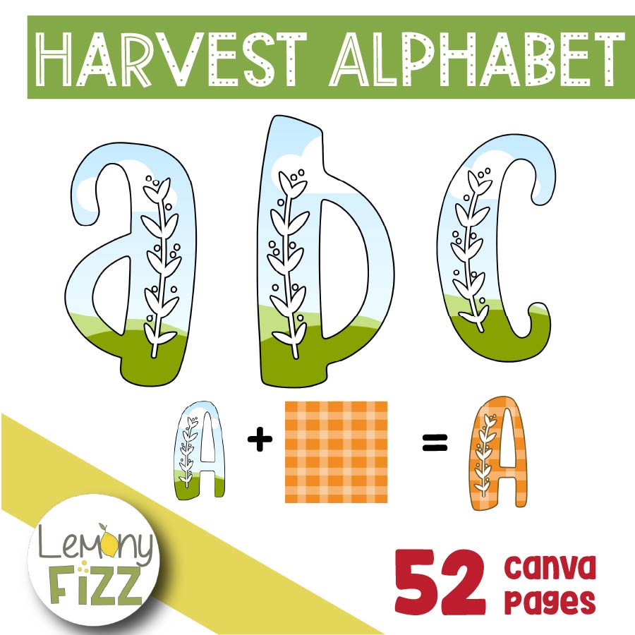 Harvest Alphabet Frames - Canva Templates