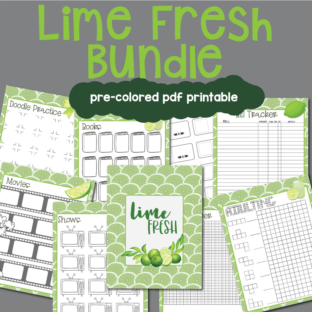 Lime Fresh Journal Bundle PreColored Pages