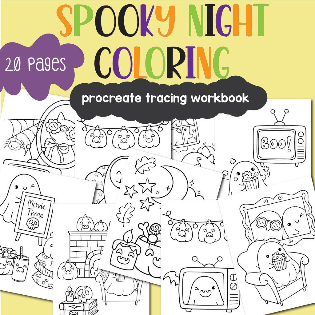 Procreate SPOOKY NIGHT Tracing or Coloring